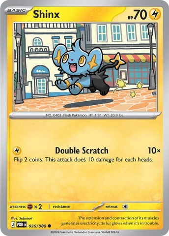 Thẻ hình Pokemon Shinx 026/088 - Lá bài lẻ Perfect Order Common Reverse Holo tiếng Anh chính hãng