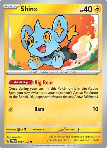 Thẻ hình Pokemon Shinx 068/193 - Lá bài lẻ Paldea Evolved Common Reverse Holo tiếng Anh chính hãng