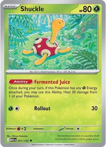 Thẻ hình Pokemon Shuckle 011/132 - Lá bài lẻ Mega Evolution Base Set Uncommon Reverse Holo tiếng Anh chính hãng