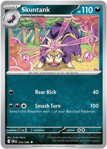 Thẻ hình Pokemon Skuntank 054/086 - Lá bài lẻ Chaos Rising Uncommon Reverse Holo tiếng Anh chính hãng