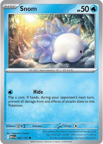 Thẻ hình Pokemon Snom 042/132 - Lá bài lẻ Mega Evolution Base Set Common Reverse Holo tiếng Anh chính hãng