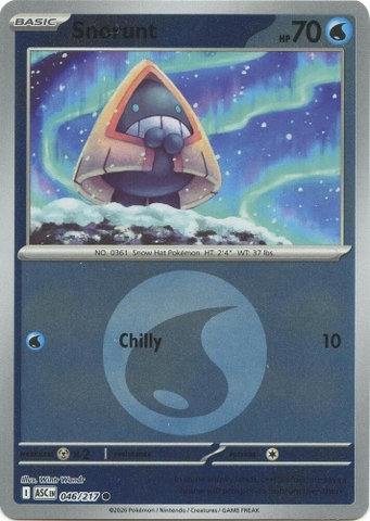 Thẻ hình Pokemon Snorunt 046/217 - Lá bài lẻ Ascended Heroes Common Love Ball Holo tiếng Anh chính hãng