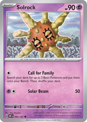 Thẻ hình Pokemon Solrock 093/197 - Lá bài lẻ Obsidian Flames Uncommon Reverse Holo tiếng Anh chính hãng