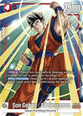 Thẻ hình Dragon Ball Son Gohan : Adolescence FS01-09 Super Rare Alternate Art - Lá bài lẻ Son Goku FS01 tiếng Nhật chính hãng
