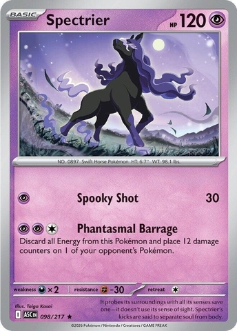 Thẻ hình Pokemon Spectrier 098/217 - Lá bài lẻ Ascended Heroes Holo Rare Energy Symbol Holo tiếng Anh chính hãng