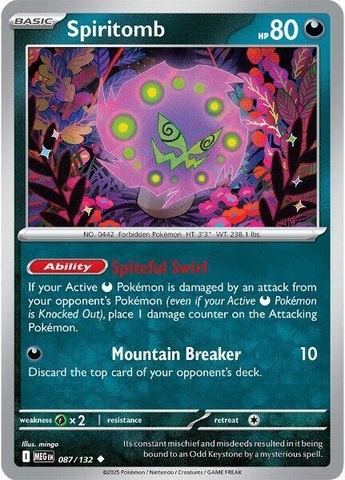 Thẻ hình Pokemon Spiritomb 087/132 - Lá bài lẻ Mega Evolution Base Set Uncommon Reverse Holo tiếng Anh chính hãng