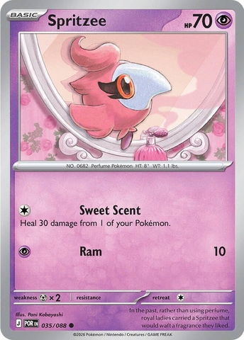 Thẻ hình Pokemon Spritzee 035/088 - Lá bài lẻ Perfect Order Common Reverse Holo tiếng Anh chính hãng