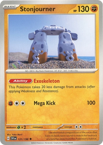 Thẻ hình Pokemon Stonjourner 121/198 - Lá bài lẻ Scarlet & Violet Base Set Uncommon Reverse Holo tiếng Anh chính hãng