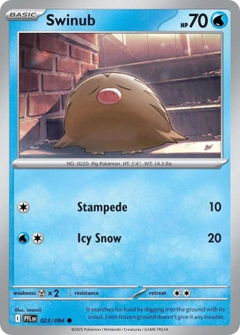 Thẻ hình Pokemon Swinub 023/094 - Lá bài lẻ Phantasmal Flames Common Reverse Holo tiếng Anh chính hãng
