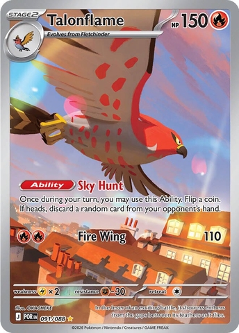 Thẻ hình Pokemon Talonflame 091/088 - Lá bài lẻ Perfect Order Illustration Rare tiếng Anh chính hãng