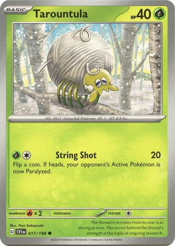 Thẻ hình Pokemon Tarountula 017/198 - Lá bài lẻ Scarlet & Violet Base Set Common Reverse Holo tiếng Anh chính hãng