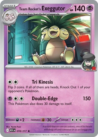 Thẻ hình Pokemon Team Rocket's Exeggutor 078/217 - Lá bài lẻ Ascended Heroes Holo Rare Energy Symbol Holo tiếng Anh chính hãng