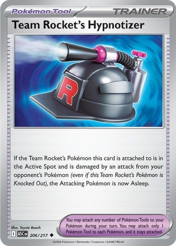 Thẻ hình Pokemon Team Rocket's Hypnotizer 206/217 - Lá bài lẻ Ascended Heroes Uncommon tiếng Anh chính hãng