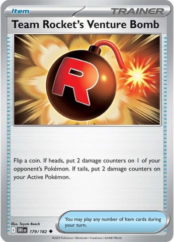 Thẻ hình Pokemon Team Rocket's Venture Bomb 179/182 - Lá bài lẻ Destined Rivals Uncommon Reverse Holo tiếng Anh chính hãng