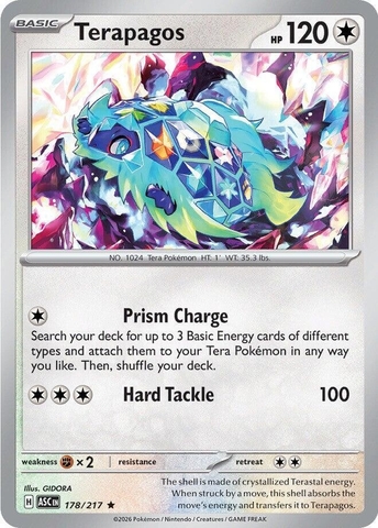 Thẻ hình Pokemon Terapagos 178/217 - Lá bài lẻ Ascended Heroes Holo Rare Energy Symbol Holo tiếng Anh chính hãng