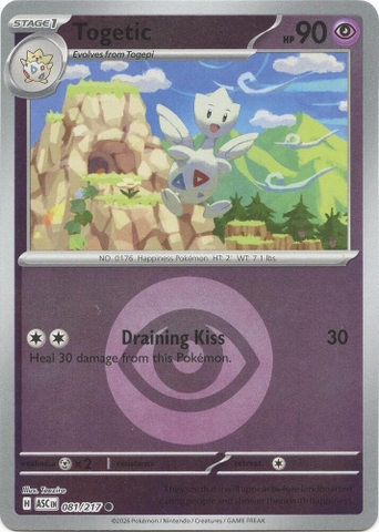 Thẻ hình Pokemon Togetic 081/217 - Lá bài lẻ Ascended Heroes Common Energy Symbol Holo tiếng Anh chính hãng