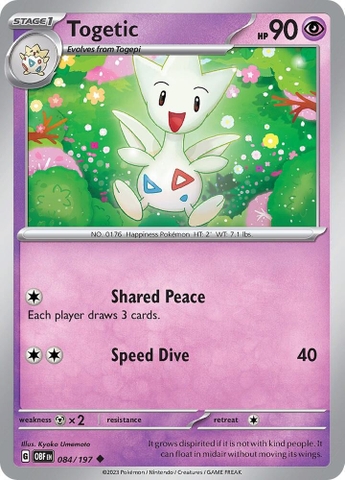 Thẻ hình Pokemon Togetic 084/197 - Lá bài lẻ Obsidian Flames Uncommon Reverse Holo tiếng Anh chính hãng