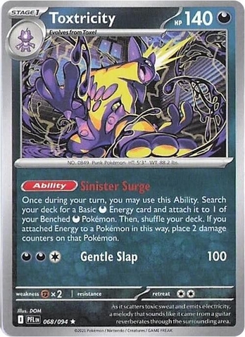 Thẻ hình Pokemon Toxtricity 068/094 - Lá bài lẻ Phantasmal Flames Holo Rare Reverse Holo tiếng Anh chính hãng