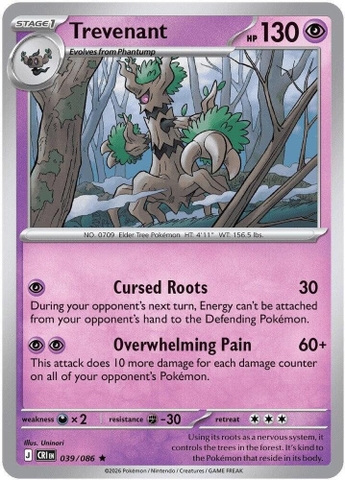 Thẻ hình Pokemon Trevenant 039/086 - Lá bài lẻ Chaos Rising Holo Rare Reverse Holo tiếng Anh chính hãng