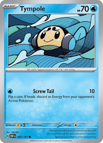 Thẻ hình Pokemon Tympole 050/197 - Lá bài lẻ Obsidian Flames Common Reverse Holo tiếng Anh chính hãng