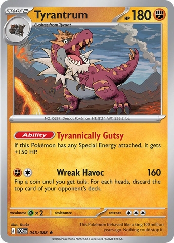Thẻ hình Pokemon Tyrantrum 045/088 - Lá bài lẻ Perfect Order Holo Rare Reverse Holo tiếng Anh chính hãng