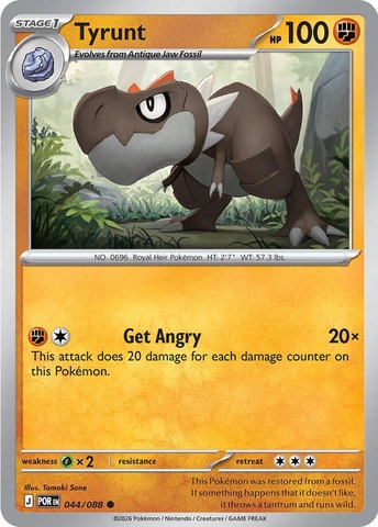 Thẻ hình Pokemon Tyrunt 044/088 - Lá bài lẻ Perfect Order Common Reverse Holo tiếng Anh chính hãng