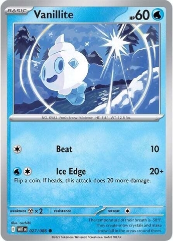 Thẻ hình Pokemon Vanillite 027/086 - Lá bài lẻ White Flare Common Reverse Holo tiếng Anh chính hãng