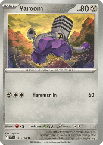 Thẻ hình Pokemon Varoom 141/198 - Lá bài lẻ Scarlet & Violet Base Set Common Reverse Holo tiếng Anh chính hãng