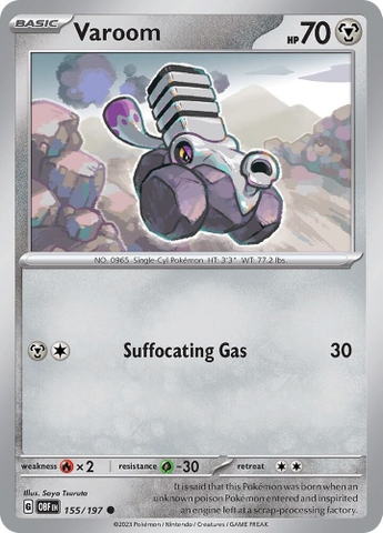 Thẻ hình Pokemon Varoom 155/197 - Lá bài lẻ Obsidian Flames Common Reverse Holo tiếng Anh chính hãng