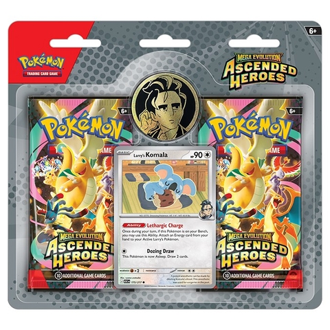 Vỉ thẻ bài Ascended Heroes Collection Larry 2 gói kèm coin tiếng Anh chính hãng - Pokemon TCG Series Mega Evolution