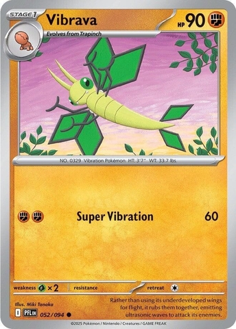 Thẻ hình Pokemon Vibrava 052/094 - Lá bài lẻ Phantasmal Flames Common Reverse Holo tiếng Anh chính hãng