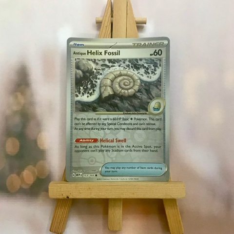 Thẻ hình Pokemon Antique Helix Fossil 153/165 - Lá bài Scarlet & Violet 151 Common Reverse Holo tiếng Anh  chính hãng
