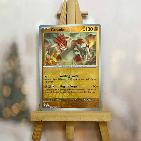 Thẻ hình Pokemon Groudon 093/182 - Lá bài lẻ Paradox Rift Holo Rare Reverse Holo tiếng Anh chính hãng