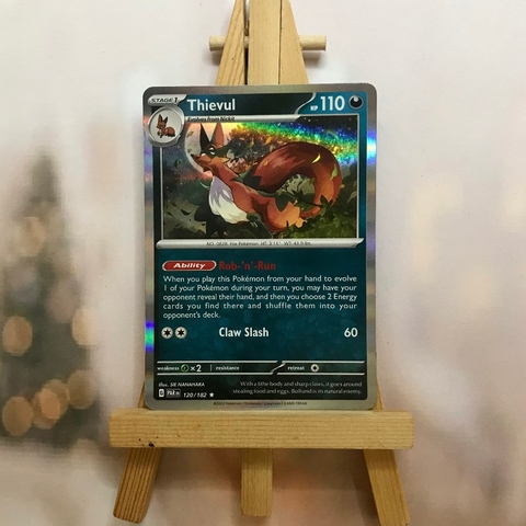 Thẻ hình Pokemon Thievul 120/182 - Lá bài lẻ Scarlet & Violet: Paradox Rift Holo Rare Reverse Holo tiếng Anh chính hãng