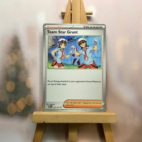Thẻ Pokemon Team Star Grunt 195/197 - Lá bài Scarlet&Violet Obsidian Flames Uncommon Reverse Holo tiếng Anh chính hãng