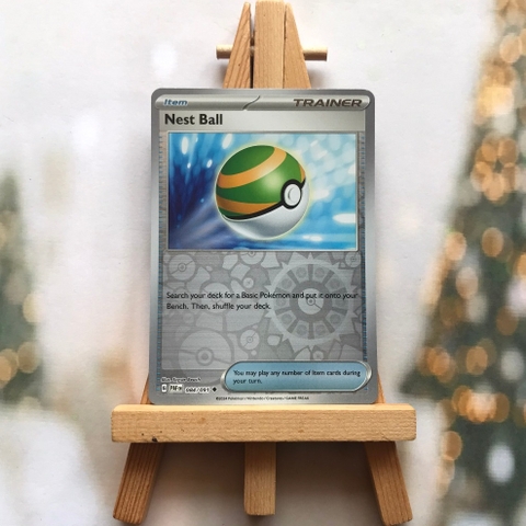 Thẻ hình Pokemon Nest Ball 084/091 - Lá bài lẻ Paldean Fates Uncommon Reverse Holo tiếng Anh chính hãng