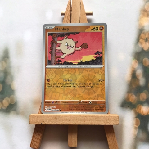 Thẻ hình Pokemon Mankey 056/165 - Lá bài lẻ Scarlet & Violet 151 Common Reverse Holo tiếng Anh chính hãng