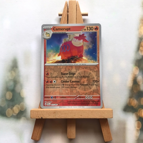 Thẻ hình Pokemon Camerupt 012/091 - Lá bài lẻ Paldean Fates Uncommon Reverse Holo tiếng Anh chính hãng