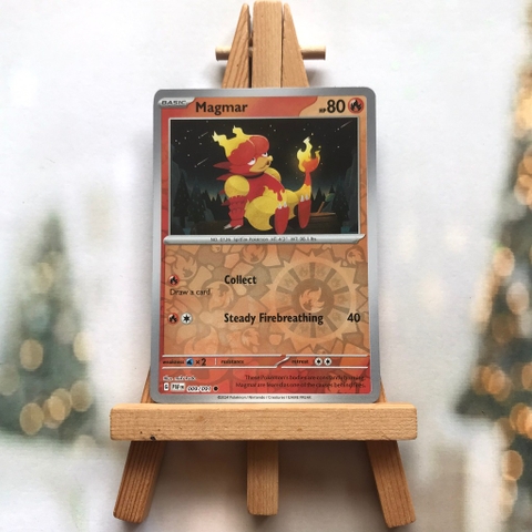 Thẻ hình Pokemon Magmar 009/091 - Lá bài lẻ Paldean Fates Common Reverse Holo tiếng Anh chính hãng