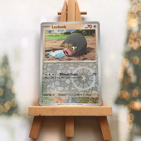 Thẻ hình Pokemon Lechonk 071/091 - Lá bài lẻ Paldean Fates Common Reverse Holo tiếng Anh chính hãng