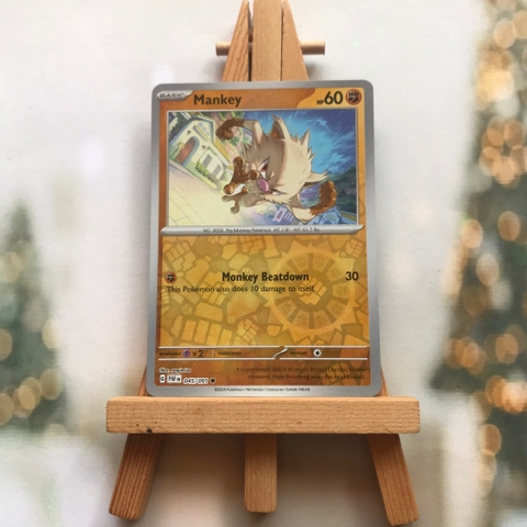 Thẻ hình Pokemon Mankey 045/091 - Lá bài lẻ Paldean Fates Common Reverse Holo tiếng Anh chính hãng