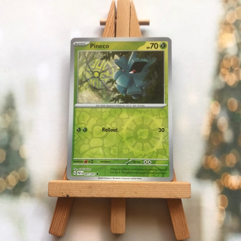 Thẻ hình Pokemon Pineco 001/091 - Lá bài lẻ Paldean Fates Common Reverse Holo tiếng Anh chính hãng
