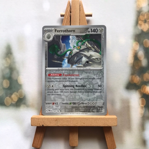 Thẻ hình Pokemon Ferrothorn 128/182 -Lá bài lẻ Scarlet & Violet: Paradox Rift Uncommon Reverse Holo tiếng Anh chính hãng
