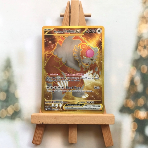 Thẻ hình Pokemon Bloodmoon Ursaluna ex 222/167 - Lá bài lẻ Twilight Masquerade Gold Secret Rare tiếng Anh chính hãng