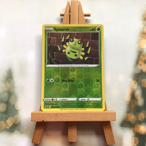 Thẻ hình Pokemon Spinarak 003/195 - Lá bài lẻ Sword & Shield: Silver Tempest Reverse Holo tiếng Anh chính hãng