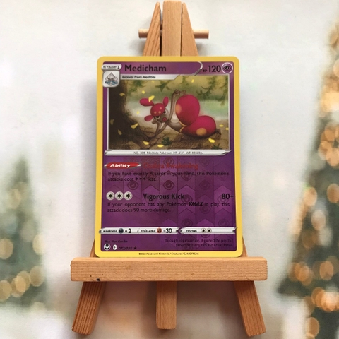 Thẻ hình Pokemon Medicham 073/195 - Lá bài lẻ Sword & Shield: Silver Tempest Holo Rare Reverse Holo tiếng Anh chính hãng