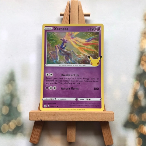 Thẻ hình Pokemon Xerneas 12/25 - Lá bài lẻ 25th Celebrations Holo Rare tiếng Anh chính hãng