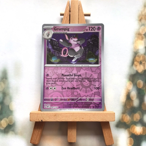 Thẻ hình Pokemon Grumpig 091/197 - Lá bài lẻ Scarlet & Violet Obsidian Flames Uncommon Reverse Holo tiếng Anh chính hãng