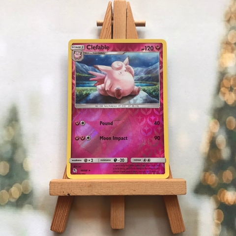 Thẻ hình Pokemon Clefable 40/68 - Lá bài lẻ Sun & Moon: Hidden Fates Rare Reverse Holo tiếng Anh chính hãng