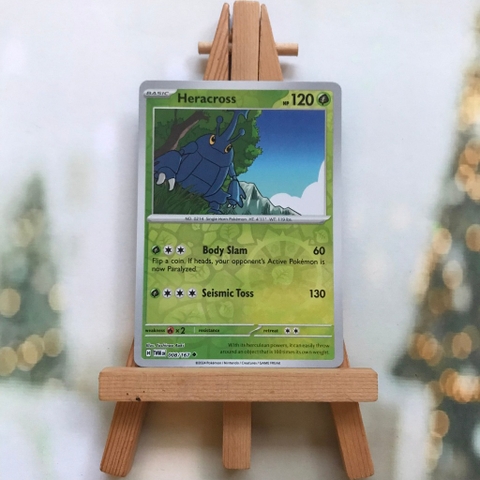 Thẻ hình Pokemon Heracross 008/167 - Lá bài lẻ SVE Twilight Masquerade Uncommon Reverse Holo tiếng Anh chính hãng